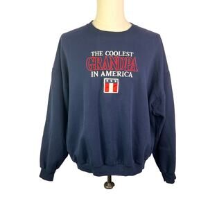Vintage Endless Designs blue coolest Grandpa in America crewneck sweatshirt 2x